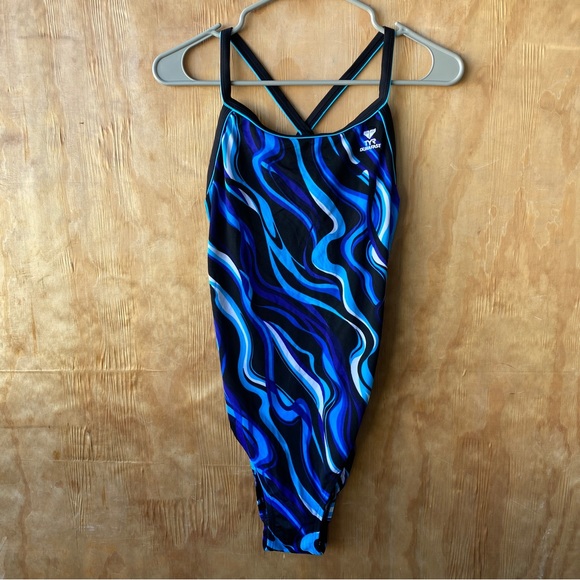 TYR Swim Tyr Durafast Racerback Blue Marble Swimsuit Size 4 Poshmark